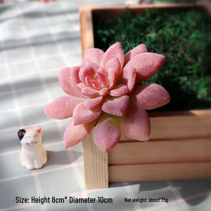 Realistic Flocked Succulents: Small Artificial Green Plant Wall Decor for Interiors