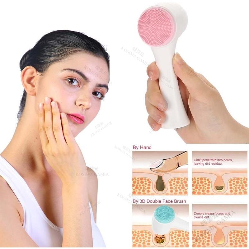 Double Sided Silicon Cleansing Brush Clean Exfoliating Massage Soft Face Pore Cleanse Blackhead Dry Wet Multi-purpose