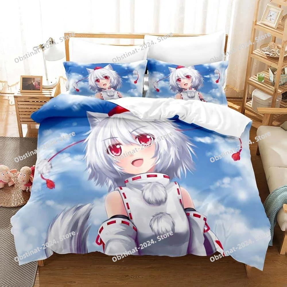 Set Biancheria da Letto Anime 3D Kawaii Ragazze Momiji Inubashiri Singolo Gemello Matrimoniale Queen King Size Set Letto Camera da Letto Adulti Bambini Set Copripiumino