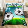3D Soccer Duvet Cover Set Boys Football Bedding Set Ball Sport Theme Comforter Cover Polyester Geometric Hexagon Bedspread Cover