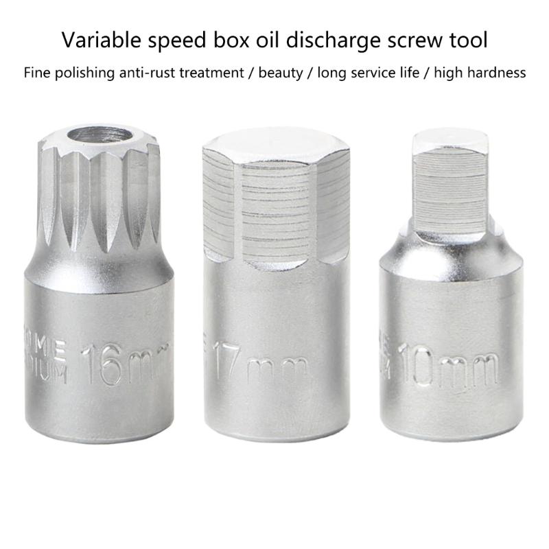Drain Plug Socket M16 H17 S10 Drive Oil Drain Plug Oil Drain Plugs Removal Tool Key Socket Oil Sump Spanner