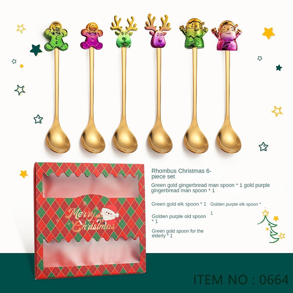 HANYANG Tableware Stainless Steel Small Spoon Golden Dessert Spoon Fruit Fork