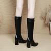 High-heeled boots, pointed fashion, high-heeled boots, thin, thick heels, but knee-length leather boots