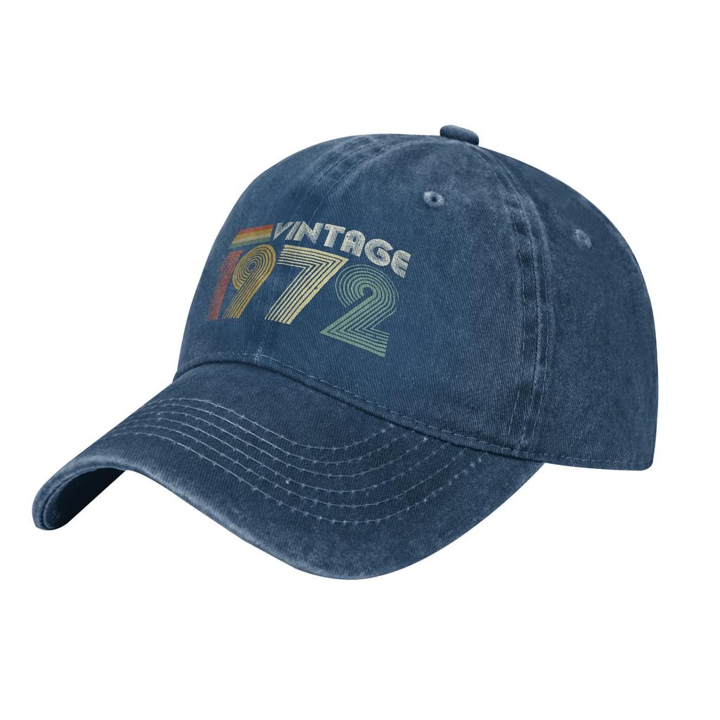 Vintage 1972 Birthday Gift Unisex Baseball Cap Dad Father Years Old Cotton Hats Cap Outdoor Activities Adjustable Snapback Hat