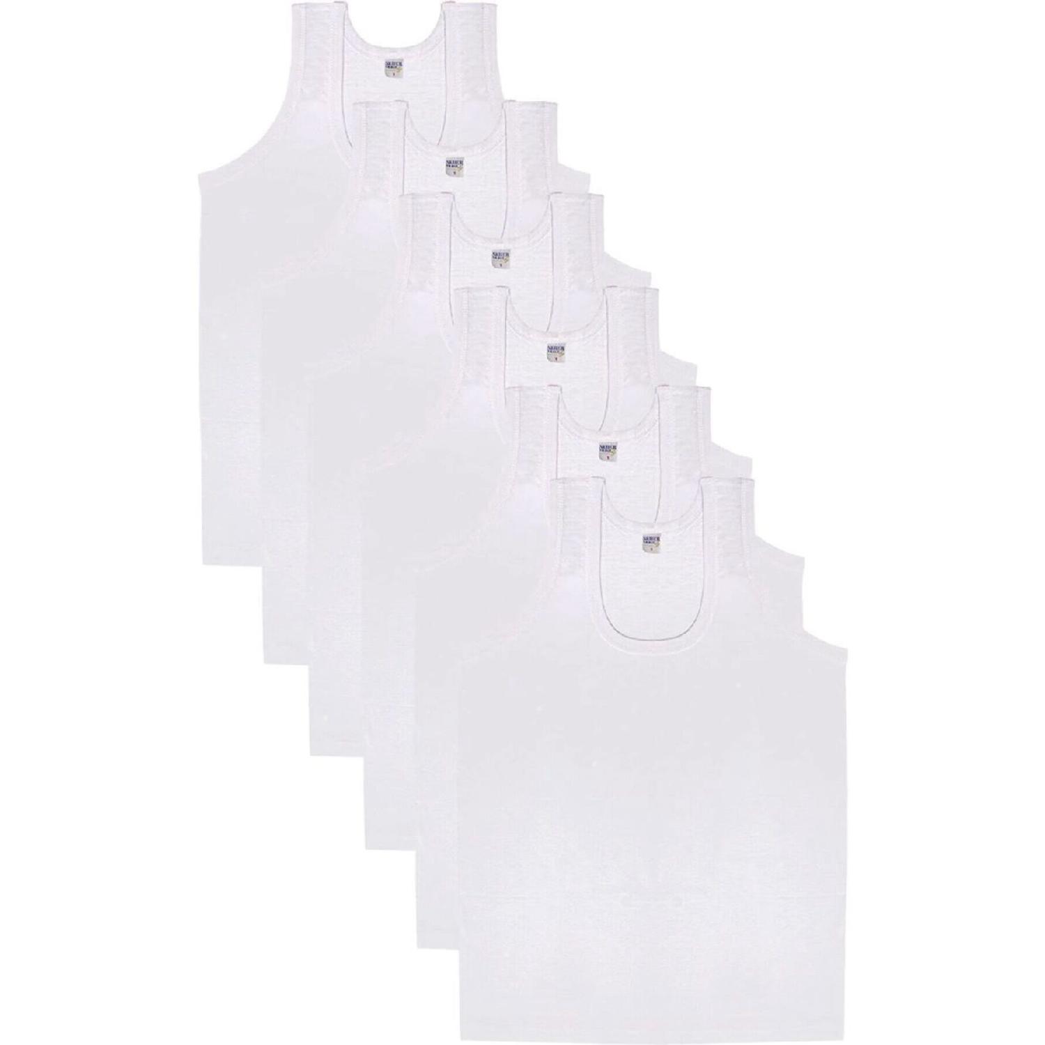 

100% Cotton Men s Undershirt 6 Pack M белый