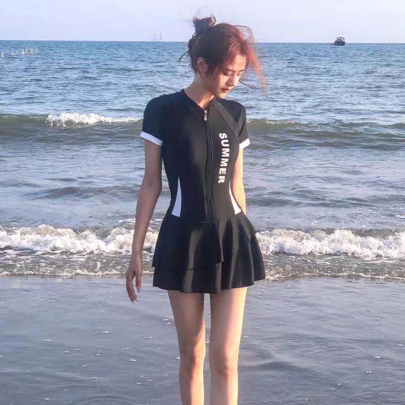 2024 Korean One-Piece Skirt Swimsuit: Stylish, Belly-Covering, Slimming Design for Women and Students, Perfect for Hot Springs