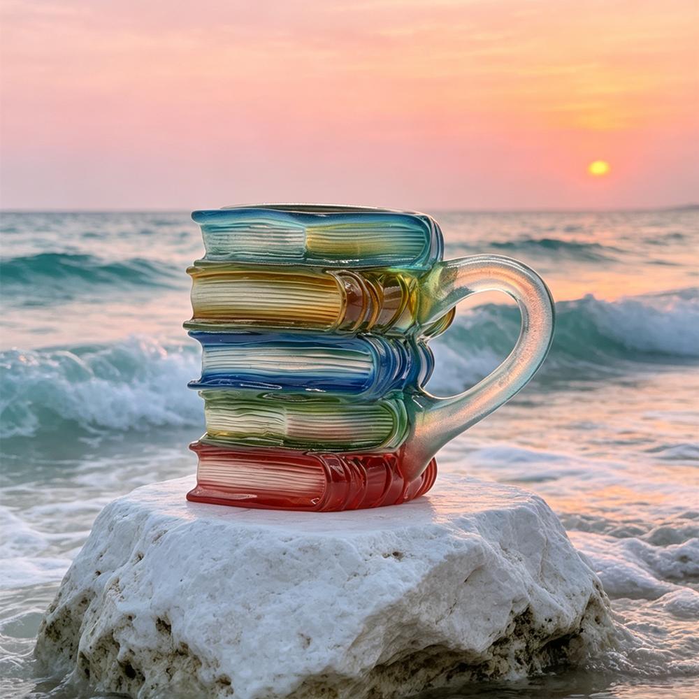 Bemalte Buchtasse Neuheit Kaffeetassen für Buchliebhaber Geschenke für Frauen, Harztassen, Lustige Buch-Einzigartige Kaffeetassen
