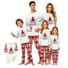 Family Matching Christmas Print Neck Long Sleeve Top and Pants Pajama Set