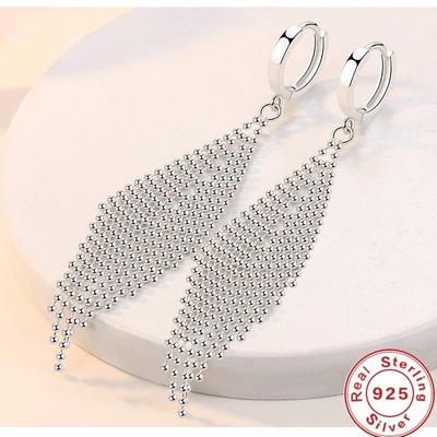 Nuovi Orecchini Lunghi con Nappa in Argento Sterling 925 Orecchini Lunghi con Perline Nappa per Matrimonio da Donna Gioielli alla Moda Regali