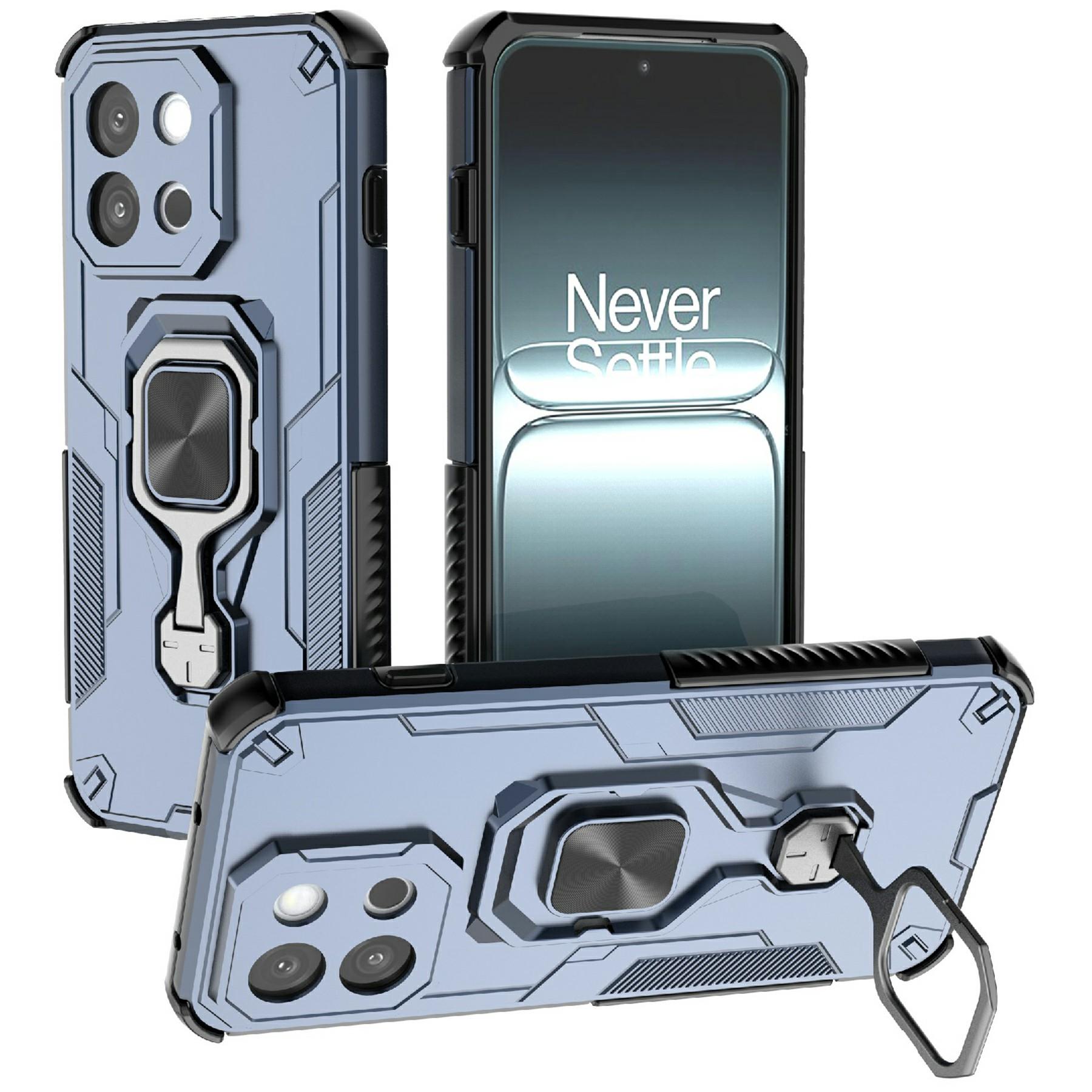 

For OnePlus 13T 5G Case Rotatable Ring Kickstand PC+TPU Shockproof Phone Cover Navy Blue