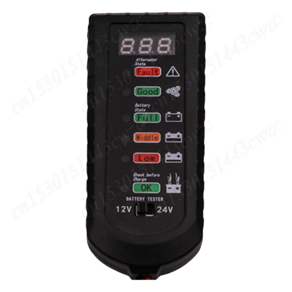 12V 24V Car Battery Tester Alternator Tester Portable Digital Car Motorcycle Battery Load Tester 6 LED Indicator Car Accessories