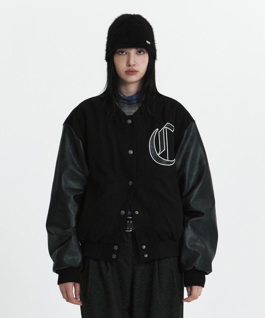 Curetty C Double-Texture C Varsity Jacket_Black