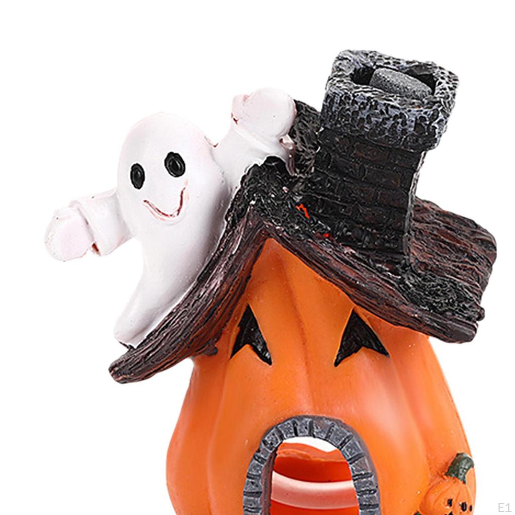 Halloween Pumpkin House Figurine Aquarium Ornament Fish Hideout Creative Resin Crafts Collectible