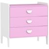 Cômoda infantil, baú de armazenamento com 3 gavetas para quarto infantil, berçário, sala de jogos, 60 x 40 x 60 cm, rosa