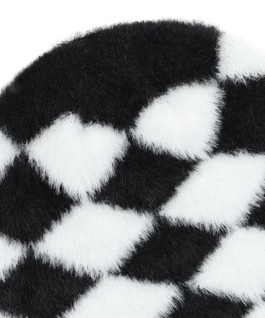 GLACK Gc076 Diamond Checker Hairy Knit Beanie (Black)