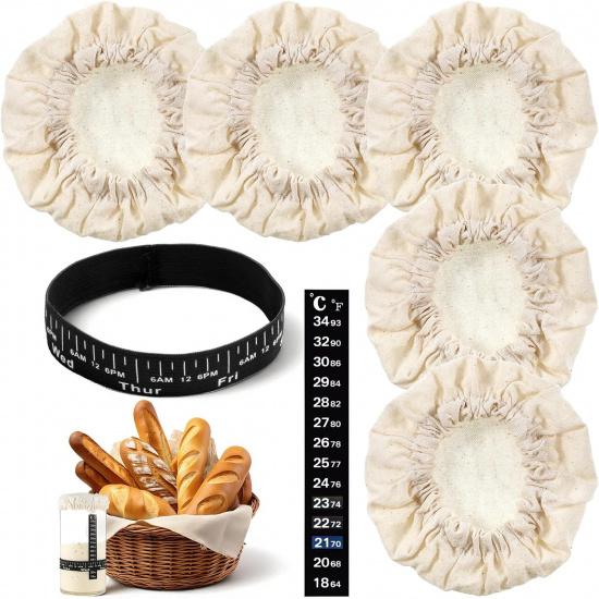 5pcs Sourdough Starter Jar Cover, Sourdough Starter Jar Cloth Covers Reble Bread Fermentation Cover for 3-4 Inch Jars Mouth