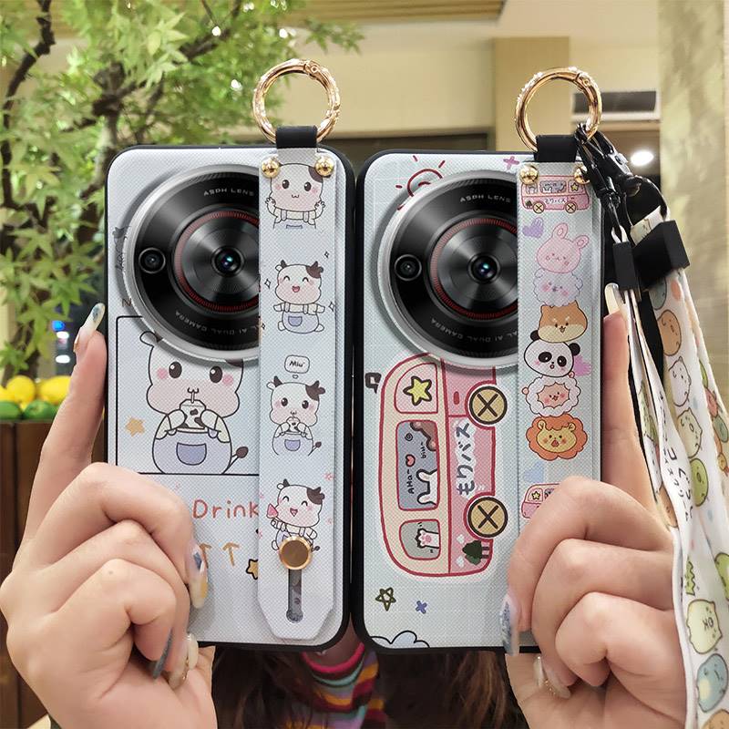 Cute Durable Phone Case For ZTE Blade A75 5G/Nubia Focus 5G/Calf 5G Cartoon Anti-knock Soft Case Ring Protective Lanyard