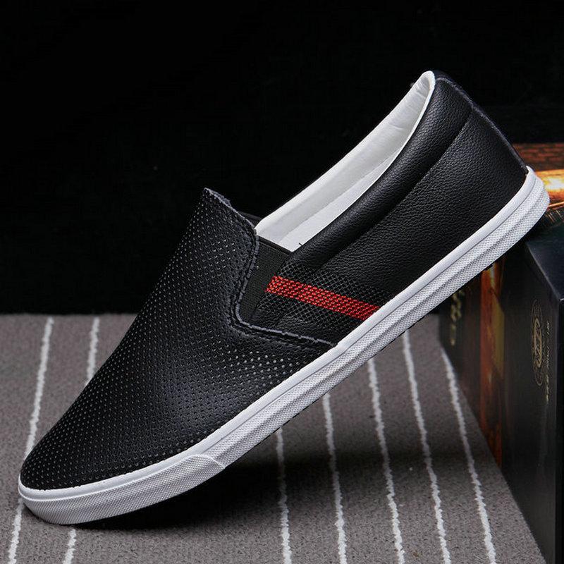 2026 Spring Summer Casual Shoes Mens Slip-ons Flat Comfortable Black White Shoes Soft Classic Brand Male Footwear cm bianco