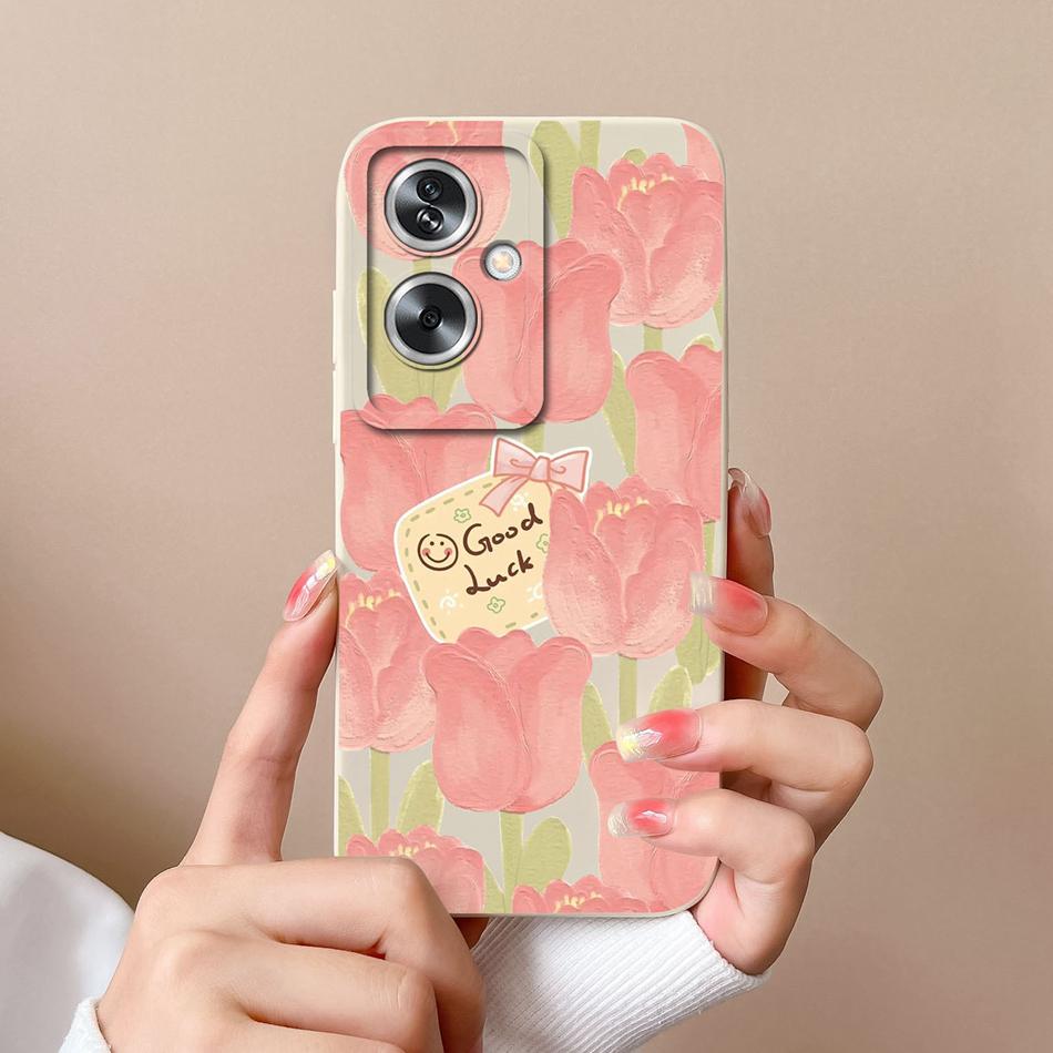 Case For OPPO A79 A2 5G Flower Soft Liquid Silicone Camera Lens Protection Phone Shockproof Back Cover For OPPO A79 A2 Funda