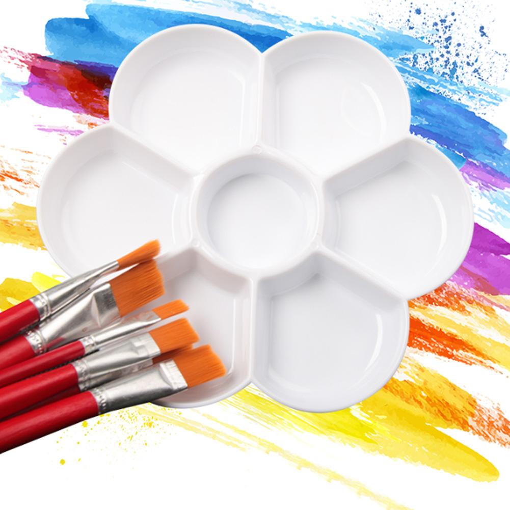 7 Holes Plum Shaped Palette Art Drawing Painting Tray for Oil Watercolor Painting (Transparent)