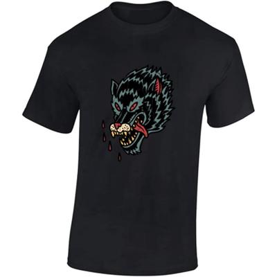 HanBang Angry Wolf Tattoo Mens Black T-Shirt Graphic Unisex Tee Shirt