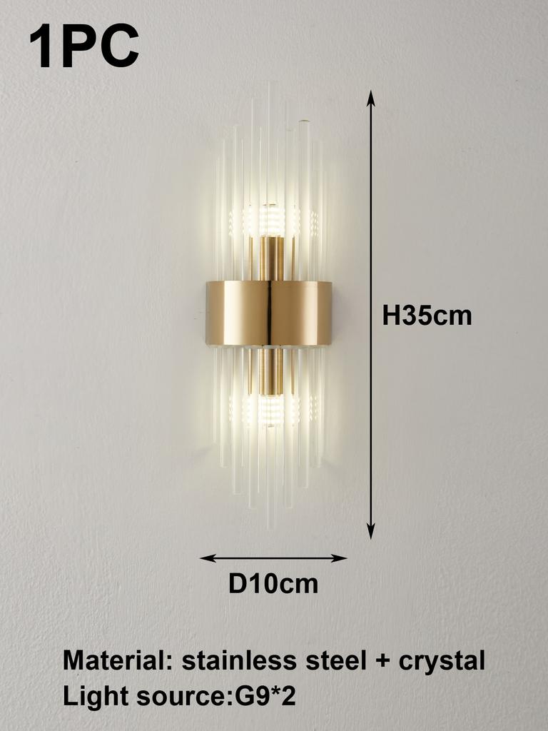 Modern Gold/Black Crystal Wall Light Sconces Stainless Steel Led Lamp for Living Room Bedroom Bedside Corridor Wall Decorations