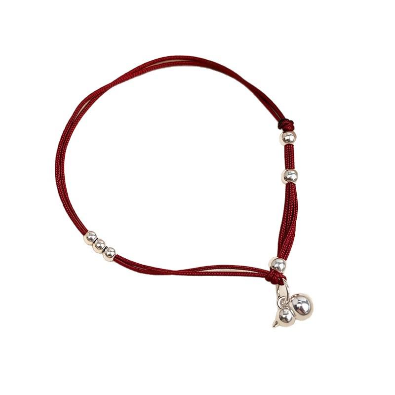 S999 Sterling Silver Gourd Bracelet: Elegant Light Luxury Red String Design