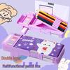 Multifunctional Cartoon Astronaut Pencil Box - Large Capacity, Double Layer Stationery for Elementary Students, Boys & Girls.