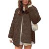 Otoño Invierno Nuevo Abrigo de Algodón Acolchado de Color Sólido con Cuello Redondo Holgado para Mujer, Ropa de Abrigo Casual Estilo Europeo Americano para Mujer