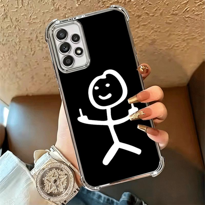Funny Stickman Matchman Plating Phone Case For Samsung A17 A07 A37 A57 A16 A56 A15 A55 A14 A54 A13 A53 A26 A36 A25 A35 A24 A34 A