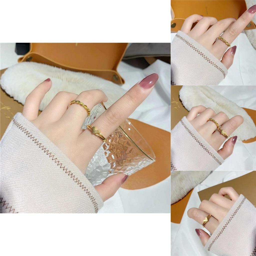 Eleganter Verstellbarer Herzdesign Verdrehter Ring Exquisiter Vergoldeter Kupfer Schmuck