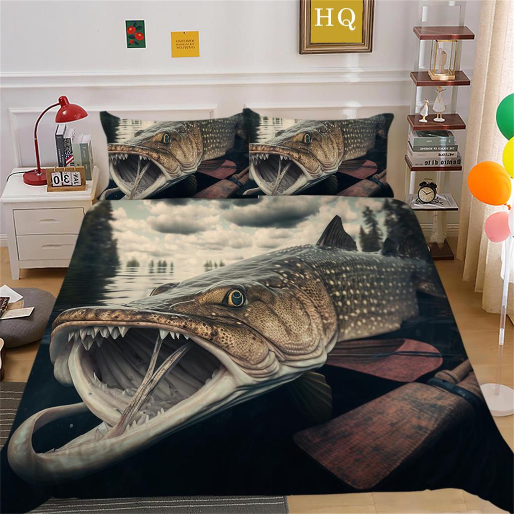 3D Fish Series Bedding Set Quilt Cover Pillow Cover Bedding Set AU King Full Size Single/Double Bed Home Decoration
