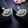 CMM Hollow Out Fan Shaped Cubic Zirconia Drop Earrings