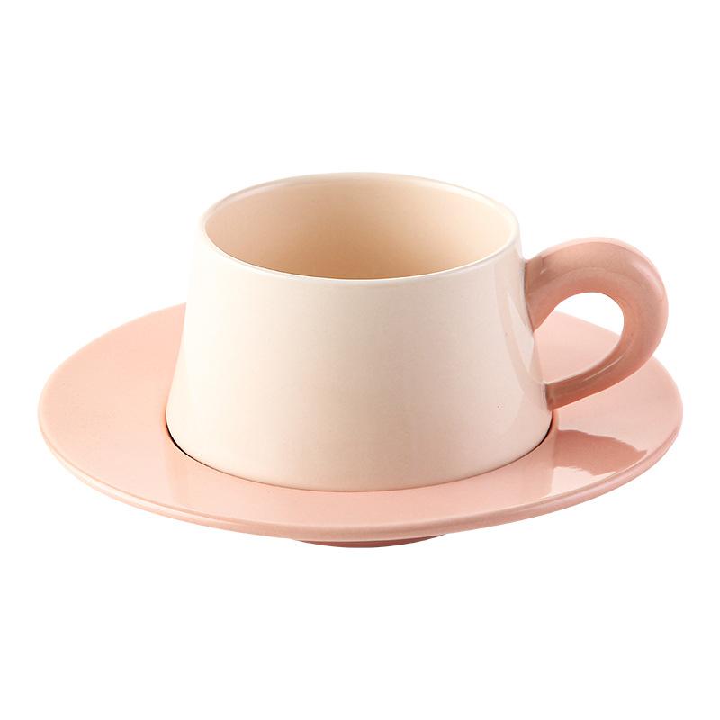 Creative Macaron-colored Ceramic Coffee Cup Saucer Set Exquisite Breakfast Bread Milk Cup Set Modern Ladies' Teacup Couple's Mug