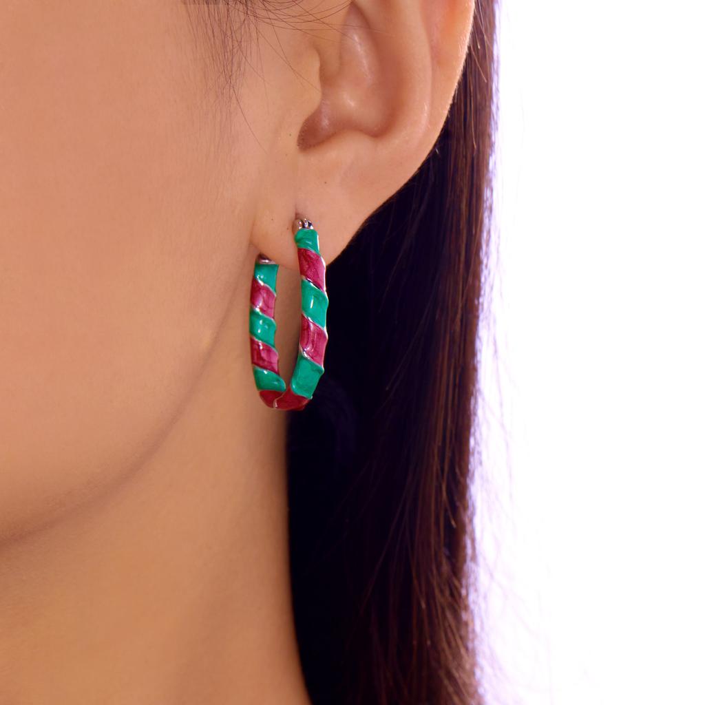 Minimalist Red Green Twist Round Circle Earrings for Women  Christmas Colorful Earrings Ear Hoop Festival Jewelry Gifts