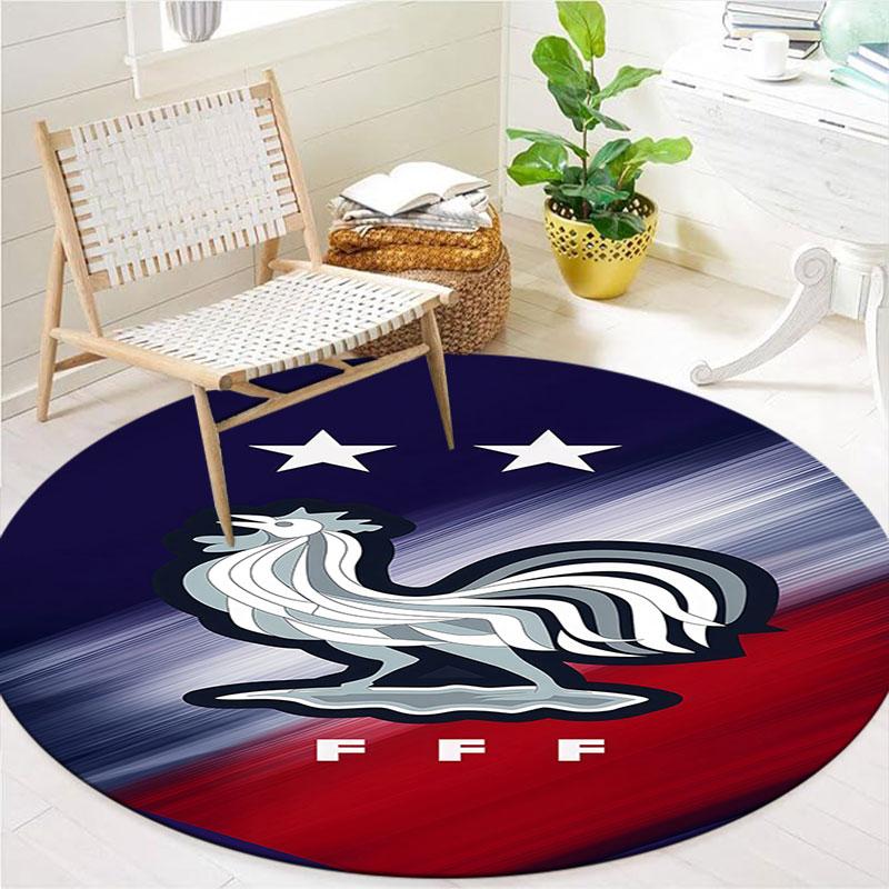 France National Football Team Round Area Rug,Carpet Rug for Living Room Bedroom Sofa Playroom Decor,Non-slip Floor Mat