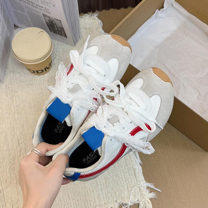 Cowhide Version~ Lace Double Belt Hollow Lace Shoelaces Fashionable Versatile Casual Women's Tide