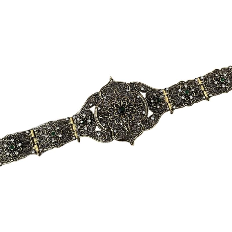Vintage Crystal Wedding Body Chain Belt Caucasian Ethnic Style Waist Band Girdle for Bridal and Formal Occasion