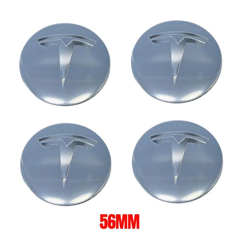 

4Pcs 56mm Car Wheel Center Hub Caps Badge Sticker Emblem Decals Accessories For Tesla Model 3 Model Y S Auto Styling Decorates 56mm