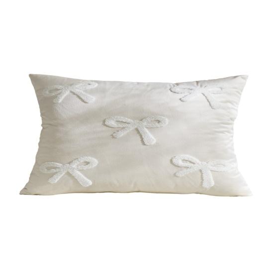 Throw Pillowcase Velvet Soft Decorative Cover Bow Pattern Multiple Sizes Cushion Case Sofa Bedroom Chair