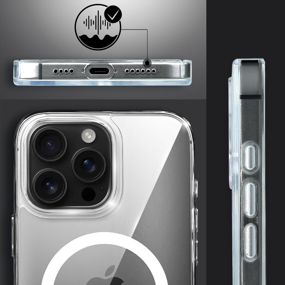 Etui Do Iphone 16 Pro Max Ibizu Crystal Clear Glass Z Magsafe, Szklany Tył 9H, Przeźroczyste