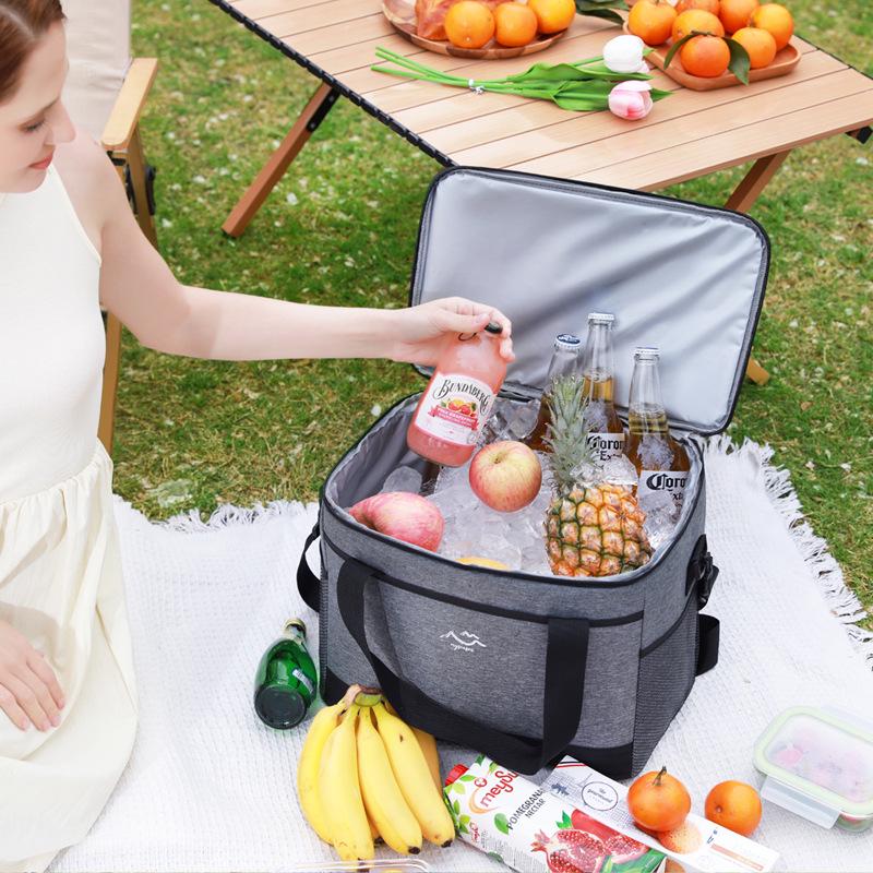 Large Capacity Insulated Picnic Bag - Portable, Square Design, Crossbody & Handheld for Outdoor Camping and Lunch