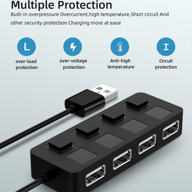 Usb 2.0 Hub Multi Usb Splitter 4 Ports Expander Multiple Usb 2.0 Hub Use Power Adapter Usb2.0 Hub