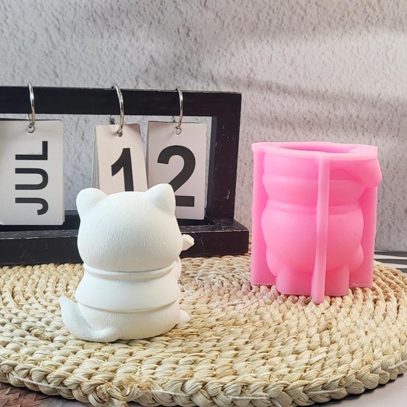Silicone Mould 3D Guitar Cats Candle Molds Handmade Ornament Molds Animal Molds Casting Molds for Home Table Decorations