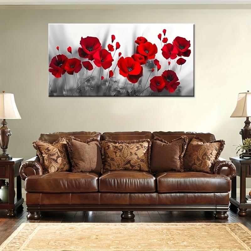 1pc Abstract Red Flower Painting Wall Art Decoration for Living Room Wall Decoration, Bedroom Wall Decoration, Canvas Wall Decor