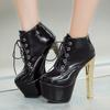 Mode Luxus Stiefeletten Frauen Plattform Sexy High Heels Kurze Stiefel Silber Rot Lace Up Fetisch Party Tanzschuhe Damen Große Größe 45