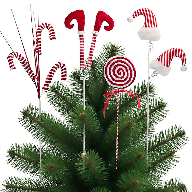 Christmas Stripe Pattern Design Fabric Art Handicrafts Xmas Tree Simulated Cane Candy Ornament Festival Decoration