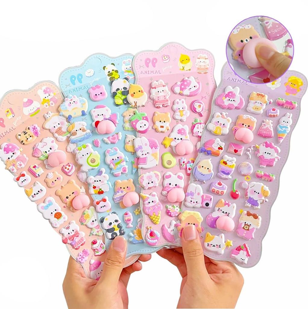 Set of Pukupuku Squishy Butt 3D Stickers for Cute 3D Pukupuku 3D Reward Reward Stickers for for Water 3D Raised Relief Cute Diary and Notebook
