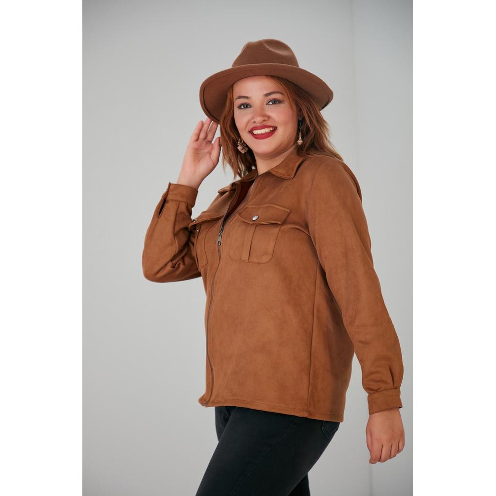 

Женская куртка Fierte больших размеров Rg5011 замшевая с застежкой-молнией