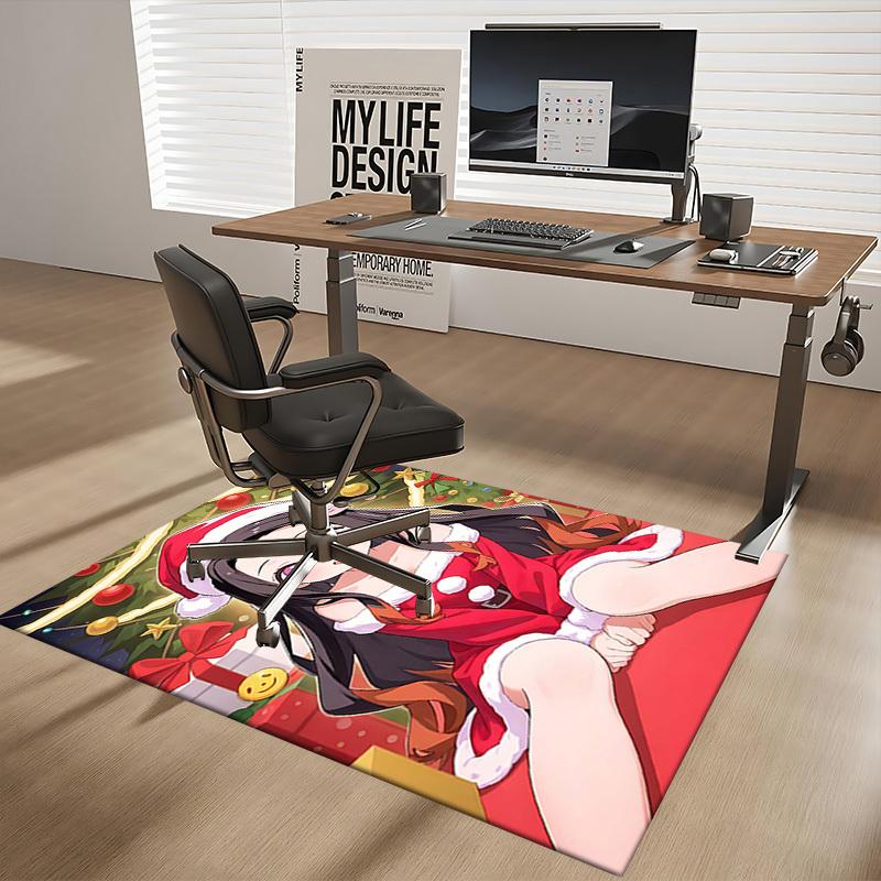 1pc Christmas Santa Claus Chair Mat - Anime Cartoon Design, Non-Slip Carpet for Office, Home Decor, Living Room, Bedroom, Game Room & Dormitory.Q094
